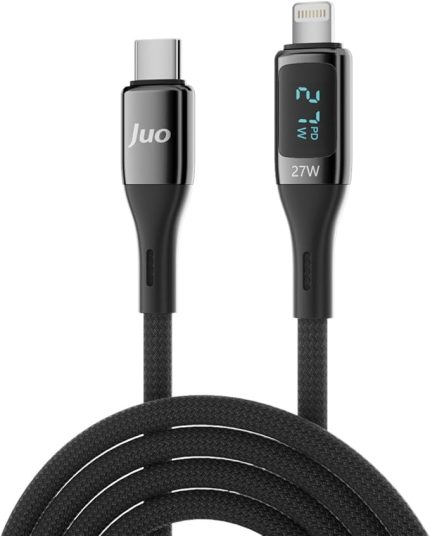 27W Dijital Led Ekranlı USB Type-C to Lightning iPhone iPad Hızlı Şarj ve Data Kablosu 2 Metre