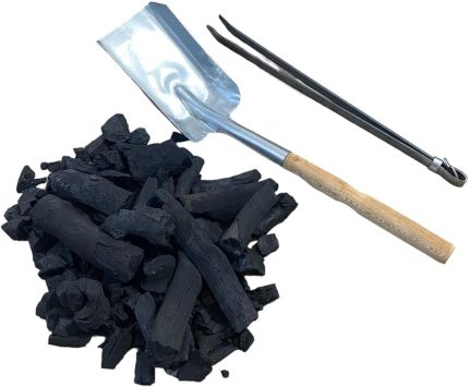 Mangal Ateş Seti, 2 Kg Meşe Kömürü - 1 Adet Kömür Ateş Soba Küreği - 1 Adet Mangal Maşa