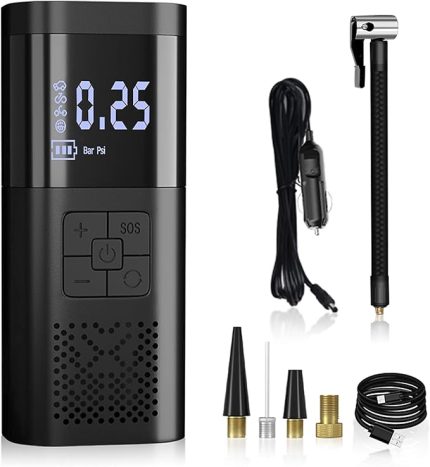 6000 mAh Pil ile Elektrikli Hava Pompası 150 PSI Araba Dijital LCD Ekranlı Kablosuz Hava Kompresörü Bisiklet Motosiklet için LED Işıklı Mini Lastik Pompası Araba Topları ve Şişme Yastıklar