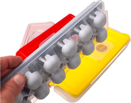 12'li Yuvarlak Silikon Tabanlı Kapaklı Bas Çıkar Buz Kalıbı 26x9 Cm, 12'li Silikon Tabanlı Buz Kalıbı, Kapaklı Bas Çıkar Buzluk