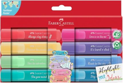 Fosforlu Kalem Seti, 8’li, Pastel Renkler, Kutulu, Su Bazlı Mürekkep, Kesik Uç, 3 Farklı Çizgi Kalınlığı