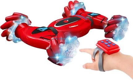 Kontrol ve Bilek Kumandalı Çift Kontrollü Şarjlı Led Işıklı Sesli Ve Müzikli Drift Atan Akrobat Araba (Kırmızı)