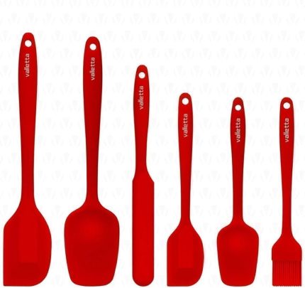 Drongo Isıya Dayanıklı Yanmaz Yapışmaz Silikon Spatula Seti 6 Parça Kırmızı