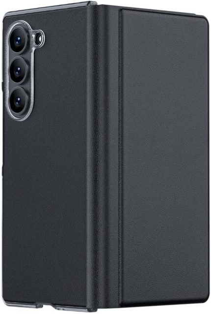 Samsung Galaxy Z Fold 7 için kılıf, katlanabilir telefon kapağı, hakiki deri, manyetik kilitli, tutucu fonksiyonu, ultra ince kılıf, siyah, katlama 7