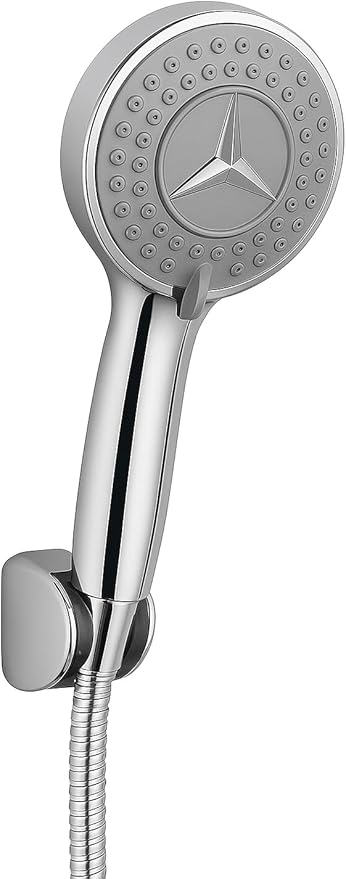Mercedes Yıldız Desenli Duş Başlığı – Yüksek Basınçlı El Duşu, 3 Fonksiyonlu, Paslanmaz Çelik Hortumlu, Duvara Monte, Kireç Önleyici Nozullar