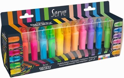 Berry Fosforlu Kalem, 12 Renkli Set