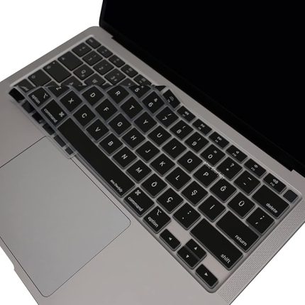 MacBook Klavye Koruyucu M1 Kılıf Silikon Film US İNGİLİZCE AMERİKAN-RETURN-ENTER-İÇİN TÜRKÇE Q BASKI Air M1 13inç A2337,A2179 Touch id Uyumlu, Ultra İnce Yıkanabilir Siyah