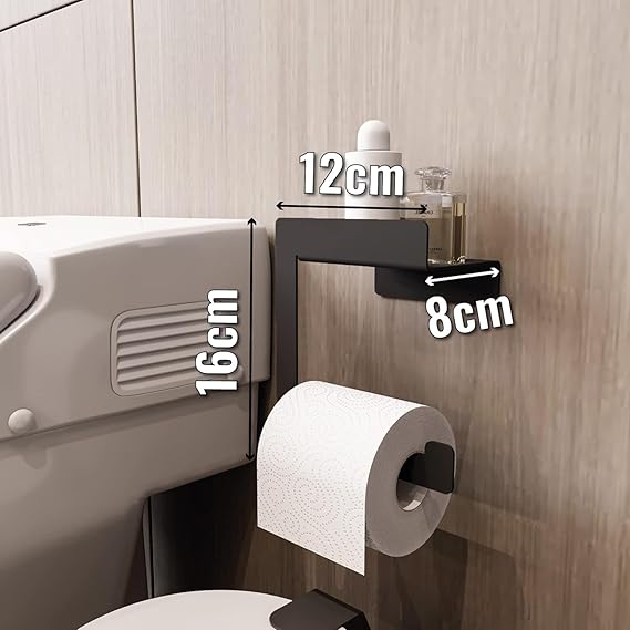 Tuvalet Kağıtlığı, Banyo Tuvalet Kağıtlık, Wc Tuvalet Kağıdı Tutucu, Banyo Tuvalet Kağıdı Askısı, Tuvalet Kağıdı Aparatı, Metal Tuvalet Kağıdı Standı (Metal, Siyah) - Görsel 3