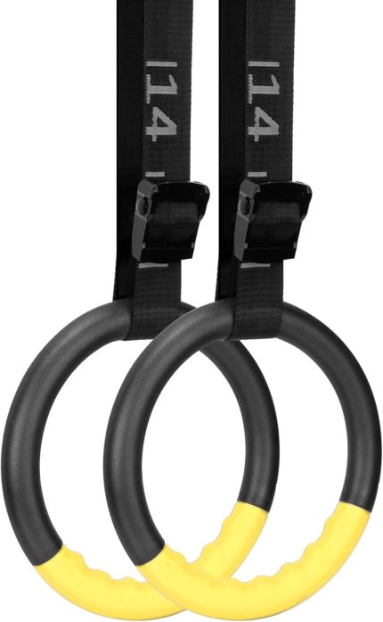 Jimnastik halkaları, 15 ft ayarlanabilir kayışlı, kaymaz, jimnastik halkaları, barfiks egzersiz halkaları, ev spor salonu egzersizleri, antrenman için, sarı