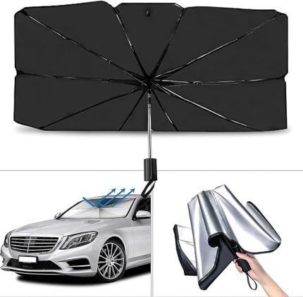 Araba ön cam güneş tentesi, katlanabilir otomotiv şemsiyesi, güneş şemsiyesi, araba ön pencere güneşliği, UV ışınları, ısı yalıtımı koruması, otomobiller, SUV, kamyonlar için