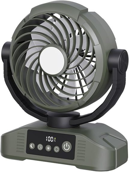 LED ışıklı kamp vantilatörü, taşınabilir 20000mAh şarj edilebilir çadır fanı, 5 kademeli 5 saat zamanlayıcı, güç bankası fonksiyonu, dış mekan, avlular, elektrik kesintileri için USB masaüstü
