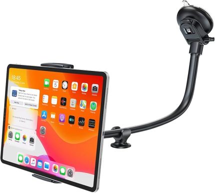 Araba Tablet Tutucu, 13" Uzun Kol Gooseneck, Ön Cam ve Gösterge Tablosu Araç Montajı, iPad Pro 11/Mini ve Daha Fazlası İçin 7.9-11 İnç İçin Titreşim