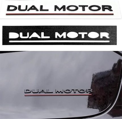 Çift Motorlu Harfler Amblem Çıkartması Te-sla Model 3 X S Y ile Uyumlu, Çamurluk Yan Arka Gövde için 3D Harf Çıkartma Performans Rozeti, Te-sla Aksesuarları, (Mat siyah + kırmızı çizgi)
