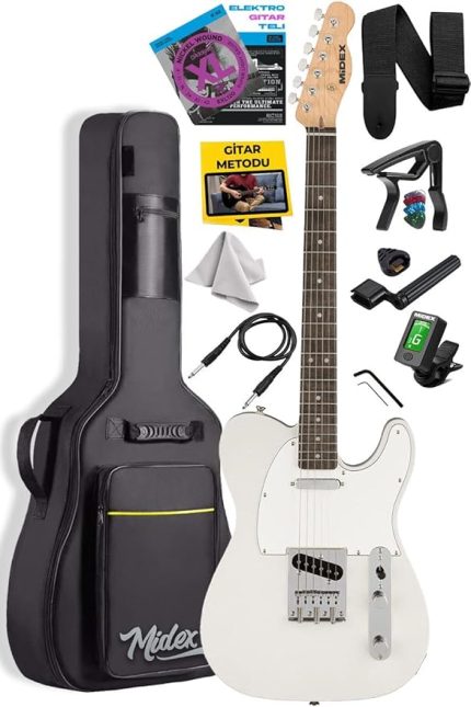 TLX-50WH Tele Kasa Gül Klavye 2 Single-Coil Manyetik Elektro Gitar