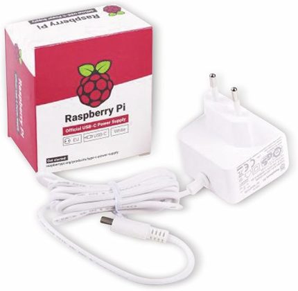 Pi - Raspberry Pi 4 Model B, USB-C, 5.1V, 3A için resmi güç kaynağı, beyaz