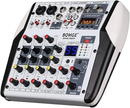 6 Kanal DJ Ses Ses Mikseri Profesyonel Ses Tablası Stereo MP3 USB BT Gişi 48V Phantom Power 99 DSP İşlemci Anahtar Göstergeli Geniş Ekran Masaüstü Karaoke iç DJ Mikser Kartı