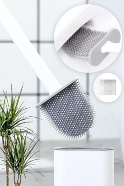 Beyaz Renk Silikon Tuvalet Fırçası | Bükülebilir Pratik Silikon Wc Klozet Fırçası