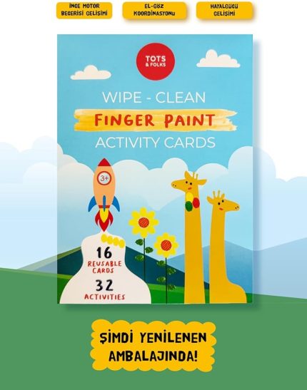 Clean Finger Paint Activity Cards - Silinebilir Parmak Boyası Aktivite Kartları - Fingerprint Activities