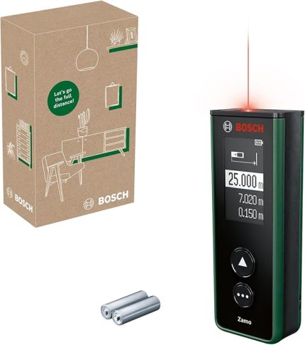 Home & Garden Zamo Lazerli Uzaklık Ölçer (25m Çalışma Alanı, 4 sn. Ölçme Süresi, 2 x AA Pil, Karton Kutu)