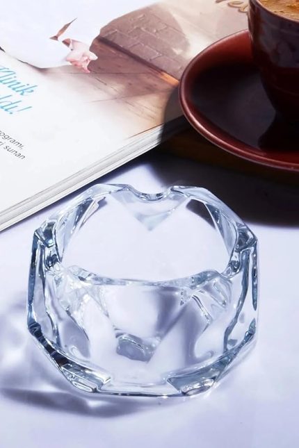 Cam Mini Yuvarlak Kesme Küllük - Kül Tabağı - Kül Tablası