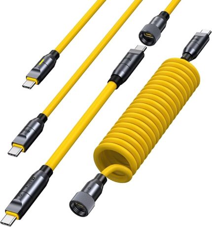 240W 8'i 1 arada USB C Kablo ve Yıldırım Kablo Seti, Geleceğin PD3.1 Tip C Hızlı Şarj Kablosu ve MFi Sertifikalı Yıldırım Kablosu Seti iPhone MacBook iPad Galaxy (Amber) için