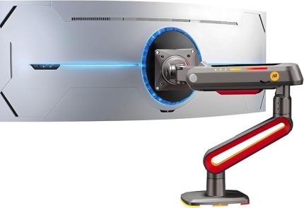 Bayou L60-Gaming, 2-20 Kg Uyumlu, 32inch-60inch Aralığında Büyük Ekranlar İçin RGB Aydınlatmalı Oyuncu Monitör Standı (Kırmızı)