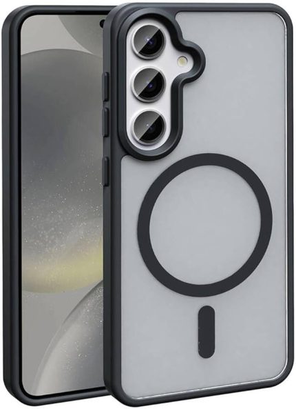 Samsung Galaxy S23 FE ile Uyumlu Zore Sio MagSafe Manyetik Mat Arka Kapak Şok Emici Kaymaz Telefon Kılıfı – Siyah