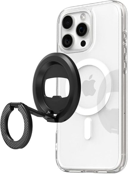 MagFit O-Mag iPhone için Çift Taraflı Manyetik Telefon Tutucu MagSafe Özellikli Ring/Şişe Açacağı Siyah - AMP08822