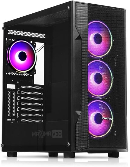 Maxima V30 Temperli Cam Yan Panel, 3x12cm Ön + 1x12cm Arka ARGB LED Fanlı, Dikey Ekran Kartı Takılabilen, USB 3.0 Type-C, ATX Oyuncu Kasası (DKCHMAXV30)