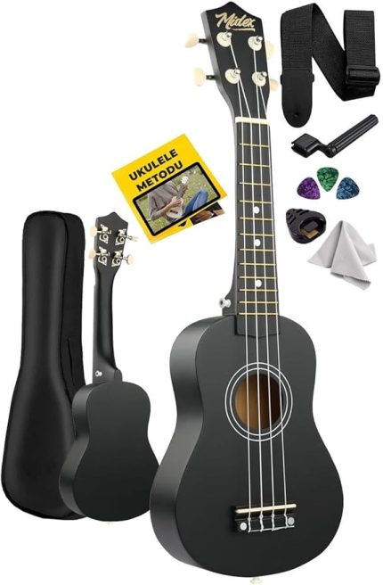 UKX-901 BK Siyah Soprano Ukulele (Askı Çanta Metod Pena)