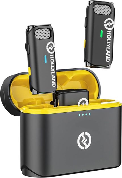 Hollyland Lark M1 kablosuz yaka mikrofonu, aktif gürültü azaltma, 200 m menzil, 8 saat pil ömrü, ultra mini taşınabilir, kablosuz takmalı mikrofon, DSLR kamera, iPhone, Android PC için (siyah)