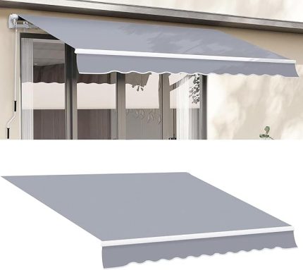 Veranda Geri Çekilebilir Tente Kumaş Yedek Dış Mekan Güneşlik Gölgelik Tente Örtüsü, Valance UV Korumalı, Su Geçirmez Bahçe Tentesi Yedek Kumaş Üst Kapak (B, (2,5x1,5 m))