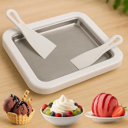 Tipi Dondurma Tavası, Paslanmaz Çelik Yüzeyli, Spatulalı, Rulo Dondurma ve Yoğurt Yapma Tepsisi