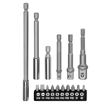 Parça Mıknatıslı Bits Uç Adaptör Seti 1/4 1/2 3/8 1/4 Yıldız Düz Uçlar S1 S2 PH Uç Matkap Uyumlu