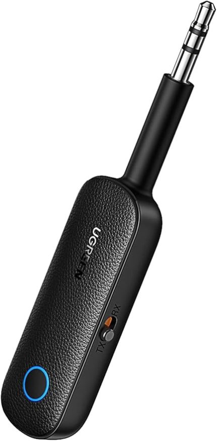 Bluetooth 5.0 Verici 3.5mm Jack ve Dahili Mic Araç Mikrofon Bluetooth Adaptörü ile 2'si 1 Arada Alıcı Siyah