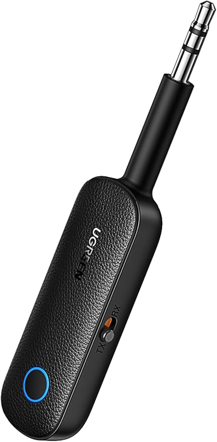 Bluetooth 5.0 Verici 3.5mm Jack ve Dahili Mic Araç Mikrofon Bluetooth Adaptörü ile 2'si 1 Arada Alıcı Siyah