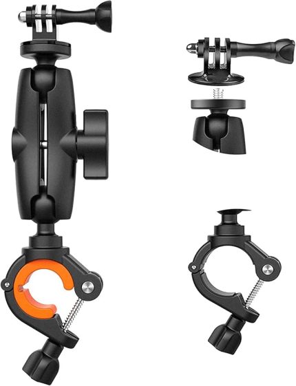 Eylem Kamera Gidon Montajı, 8-35 mm Kutup için, GoPro Hero 12 11 10 9 8 7 6 5 4 Insta360 Akaso DJI ve daha fazlası için 360° Döndürme ile Kam Braketi Tutucu Motosiklet Aynası Bisiklet Selesi
