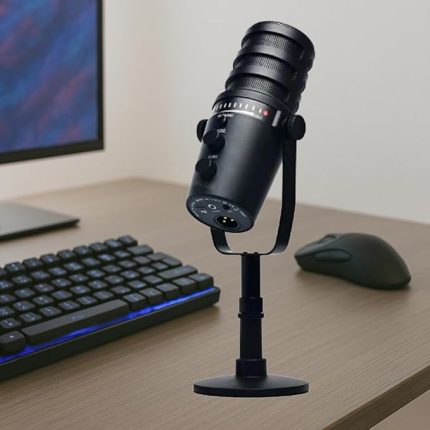 Profesyonel Stüdyo Mikrofon, Sinyal-Gürültü Oranı (SNR) – 85dB, Dinamik Aralık – 88dB, Kayıt Condenser Masaüstü Canlı Yayın Mikrofonu PC USB, Oyun, Podcast, Kayıt, Yayın PW12
