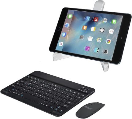Samsung Galaxy Tab S6 Lite P610 ile Uyumlu Bluetooth Klavye ve Mouse(TR Sticker)+Tablet Standı AL2765