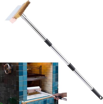 Taşı Fırçası | Uzun Saplı Fırın Temizleme Fırçası Kazıyıcılı,Barbekü Pişirme Fırın Restoran Mutfak Temizlik Malzemeleri