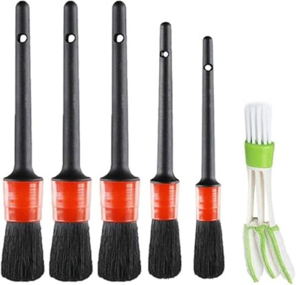 Detay Fırçası Otomobil Detay Fırçası Seti (5+1'li Paket) Tekerleklerin, Motorların, İç Mekanın, Amblemlerin, İç ve Dış Yüzeylerin, Havalandırma Temizlenmesi