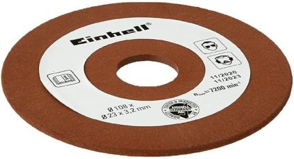 Einhell Zincir Bileme Taşı Ø 108 mm (Zincir testere bileme cihazı aksesuarı, kalınlık 3,2 mm, 23 mm mil bağlantısı, P100 grit, Einhell zincir bileme cihazları için uygun) - 4500076