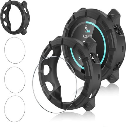 Polar Vantage M3 ile uyumlu silikon kılıf, 9H sertlikte kırılmaz cam için ekran koruması *3+tam koruma PC çizilmeye karşı dayanıklı koruyucu kılıf * 1