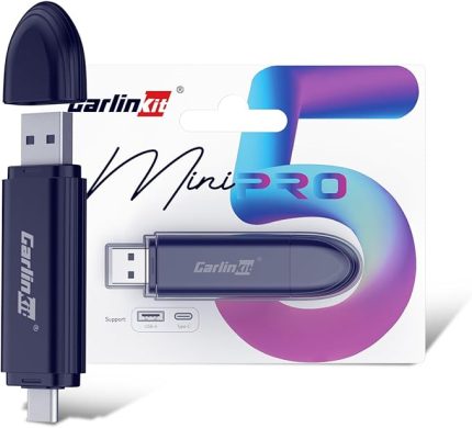 iPhone ve Android MINI5 PRO için Kablosuz CarPlay Adaptörü, Tak ve Çalıştır, Kablosuz, Otomatik Bağlantı, Çevrimiçi Yükseltme, Siri Voice & Google Voice, Kablolu CarPlay ve Android Otomobil