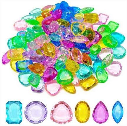 Plastik Renkli Kristal Taşlar 45 li 1 Paket Oyuncak Elmas Taşlar Oyuncak Değerli Taşlar