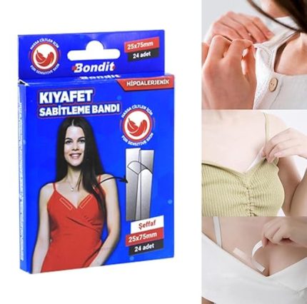 Bondit Dekolte Takı Kıyafet Elbise Kaydırmaz Sabitleme Bandı 24adet