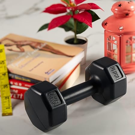 Sports Plastik Dambıl Seti, 2 kg x 2 Adet, Siyah, Çimento Dolgulu - Görsel 2