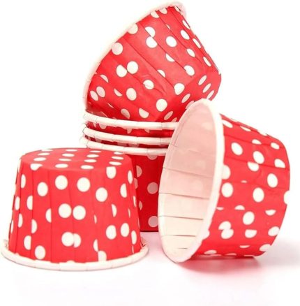 Kırmızı Puantiyeli Muffin Kek Kalıbı, Kek Kapsülü Cupcake Kalıbı, Airfryer Uyumlu