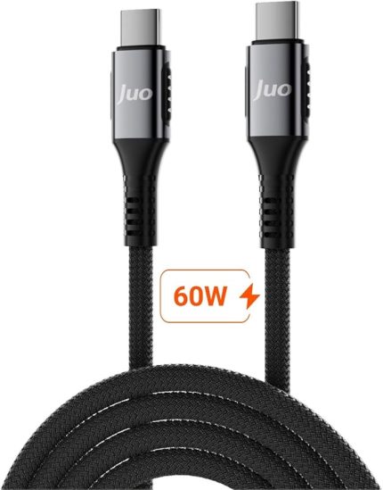 60W USB Type-C to Type-C Örgülü PD Hızlı Şarj ve Data Kablosu 2 Metre