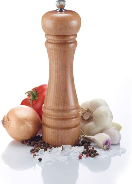 Home Ahşap Karabiber Değirmeni: Manuel Tuz Öğütücü, Doldurulabilir Çalkalayıcı, Baharat Pişirme ve Servis İçin Ideal (17 Cm)